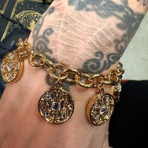 Chunky Faux Coin Charm Bracelet